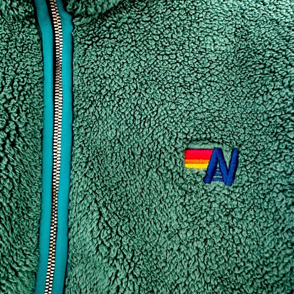 NWOT Aviator Nation TEDDY UNISEX HALF ZIP COLOR BLOCK JACKET GARDEN GREEN small - Picture 2 of 5